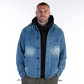 Boxy Denim Overshirt box-fit, denim and premium cotton overshirt on a tattooed male model